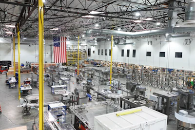 The Accutek operations floor with examples of 80% core machine builds stocked in the top right.