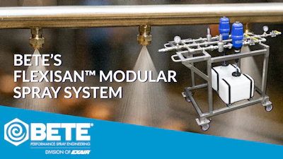 BETE FlexiSan Modular Spray System with industrial spray nozzles and mobile equipment rack