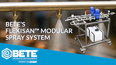 BETE FlexiSan Modular Spray System with industrial spray nozzles and mobile equipment rack