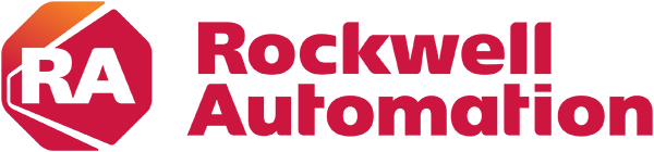 Rockwell Automation official logo with red and orange hexagonal design