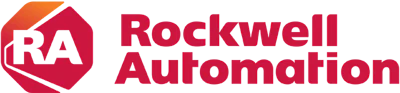 Rockwell Automation official logo with red and orange hexagonal design