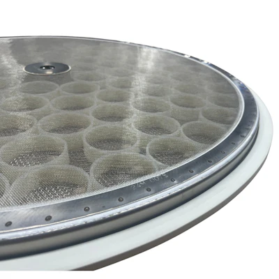 Metallic circular mesh screen with multiple precision-drilled holes