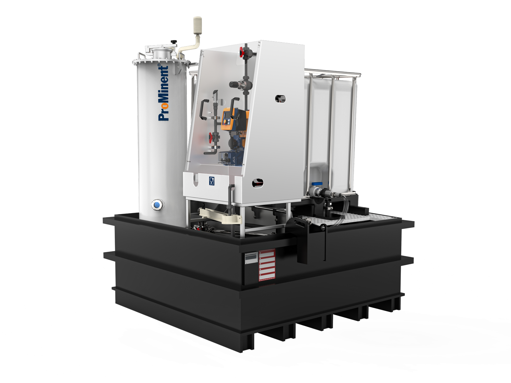 Industrial filtration or processing machine with white and gray components