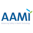 AAMI logo: Blue letters with health technology safety tagline