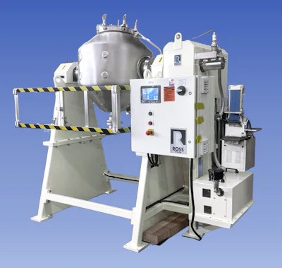 Industrial Ross mixing machine with large silver vessel and control panel