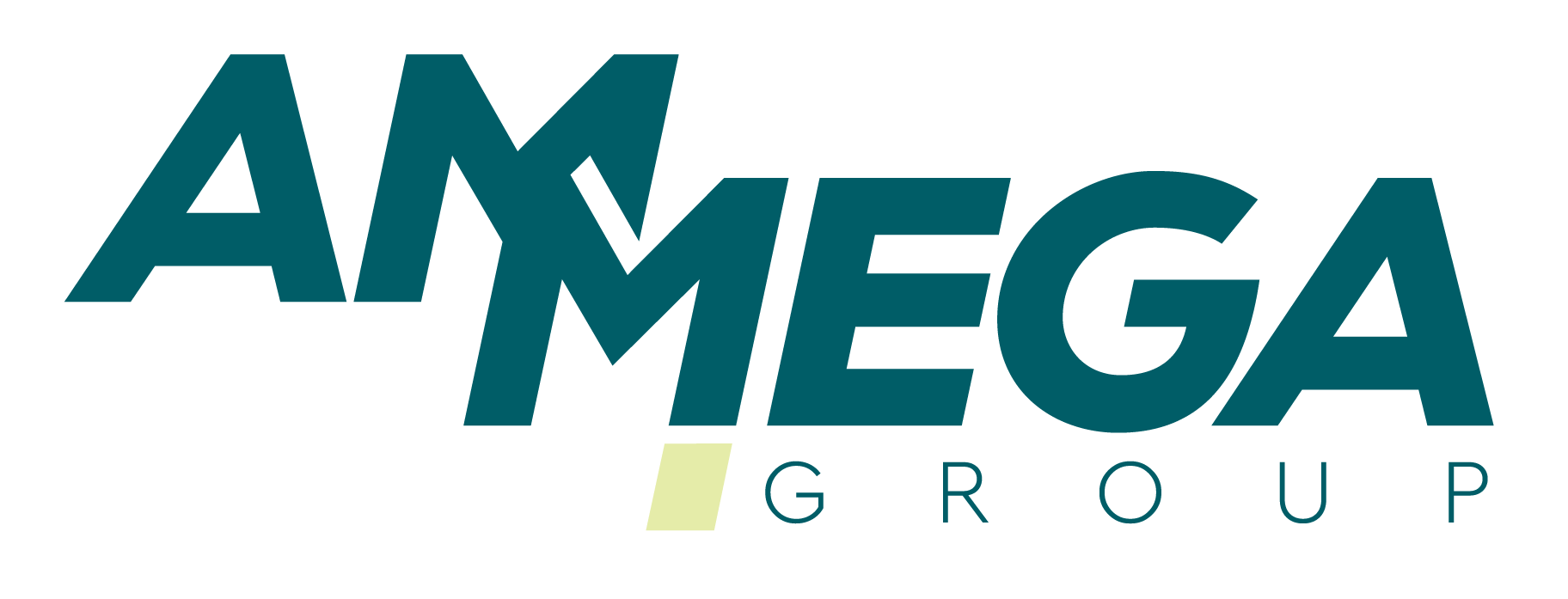Amega Group corporate logo in teal and pale green