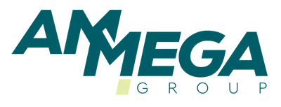 Amega Group corporate logo in teal and pale green