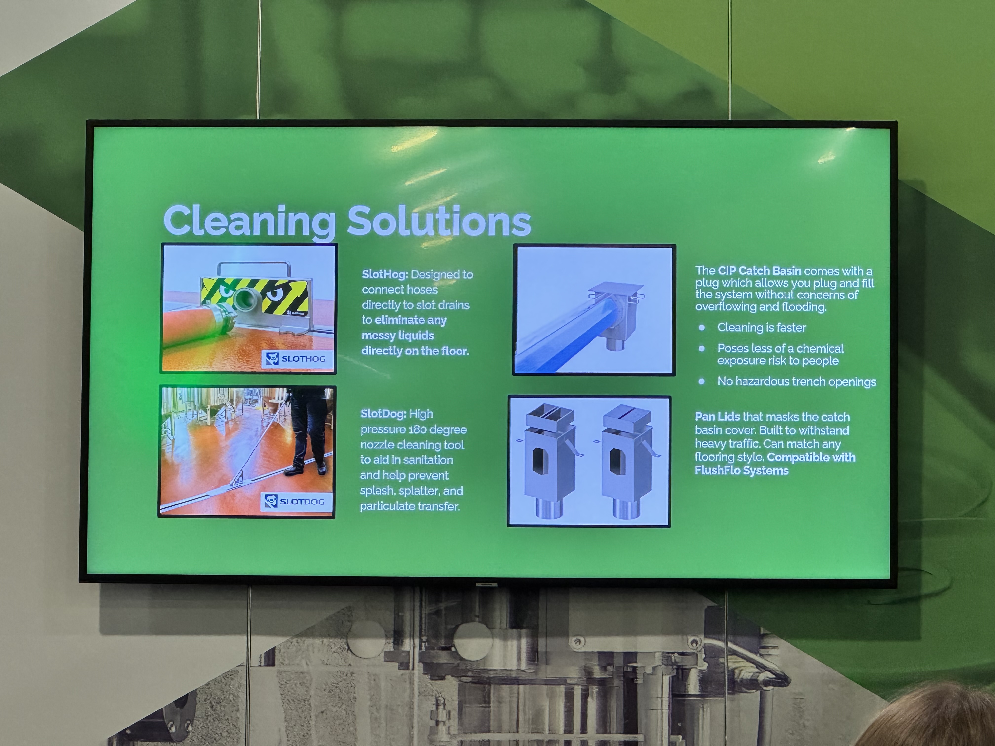 Digital presentation slide showcasing industrial cleaning solutions and equipment details