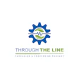 Through the Line Podcast logo with blue gear and green wave symbol