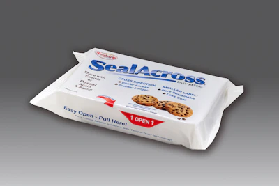 White SealAcross packaging with cookie image and easy open instructions