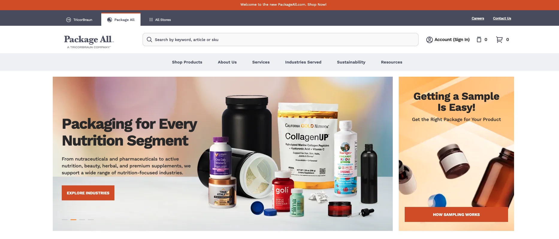 Package All's dedicated online platform provides companies with quick access to in-stock packaging, competitive pricing, and a seamless online ordering experience.
