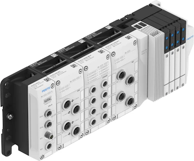 With Festo intelligent end plates, machine builders can scale remote I/O systems across independent machine sections without redesigning controls or duplicating power and networking connections.