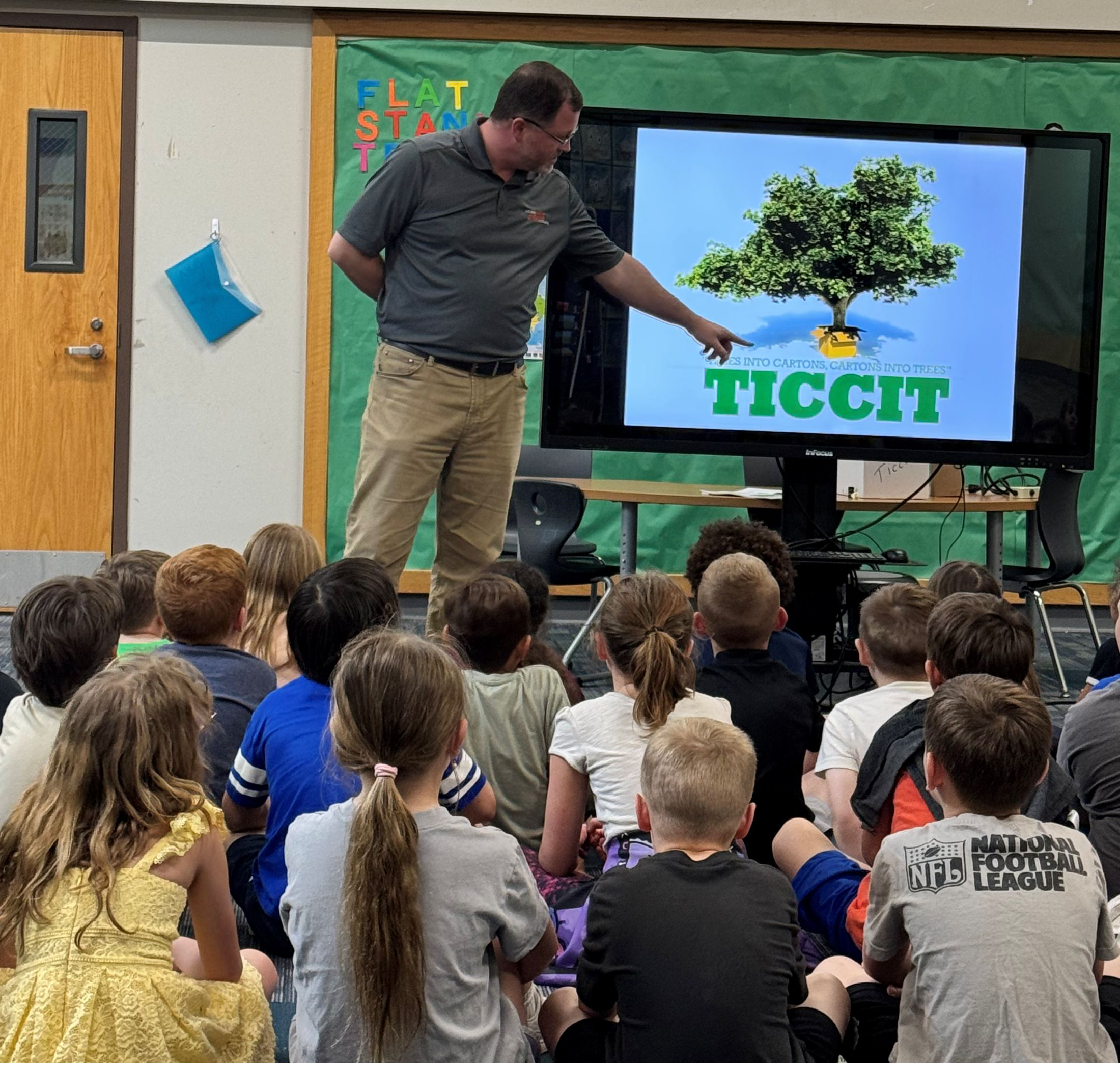 Colbert's Todd Douthit presents the program to elementary students