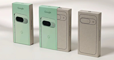 In 2024, Google rolled out a new version of its 100% plastic-free packaging, with a new speckled paper solution.
