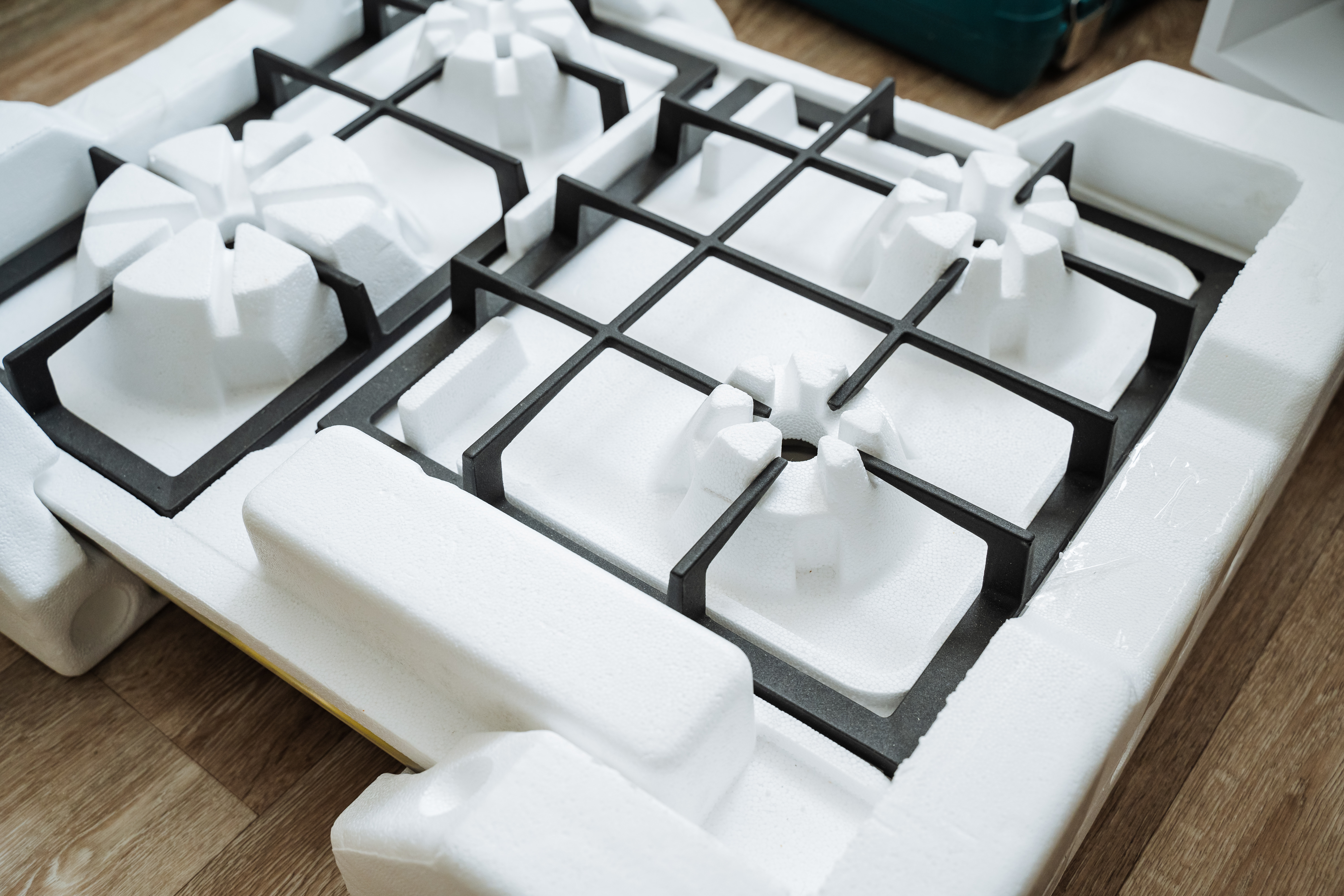 Molded EPS transport packaging, engineered with custom cavities to cushion and immobilize a product in transit. Packaging of this type is no longer on the U.S. Plastics Pact's Problematic and Unnecessary Materials List.