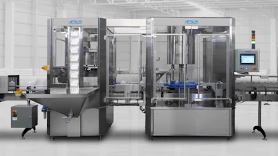 ASUS industrial packaging and filling machinery system in a factory environment with control panel