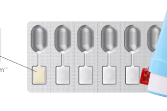Conceptual illustration of Blister Packaging Design with Activ-Film material with accompanying capsule-based DPI device.
