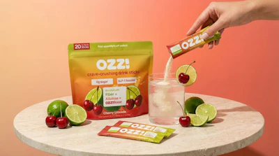 Ozzi’s Crave Crusher drink mix uses a moisture-adsorbing stick-pack film that captures residual moisture from the package headspace, helping prevent odor-causing degradation while preserving product efficacy.