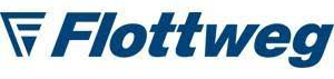 Flottweg company logo featuring dark blue geometric chevron symbol with white text wordmark