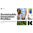 Kenvue sustainable innovation profiler methodology guide with product images and forest landscape