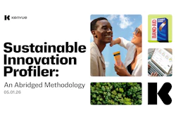 Kenvue sustainable innovation profiler methodology guide with product images and forest landscape