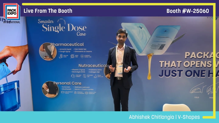 Professional presenting single-dose care packaging solutions at Pack Expo booth W-25060 trade show