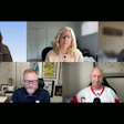 Five professionals in a video conference call displayed in a grid layout on a black background