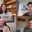 Four people participating in a video conference call displayed in a grid layout on screen.