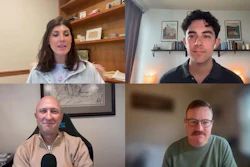 Four people participating in a video conference call displayed in a grid layout on screen.