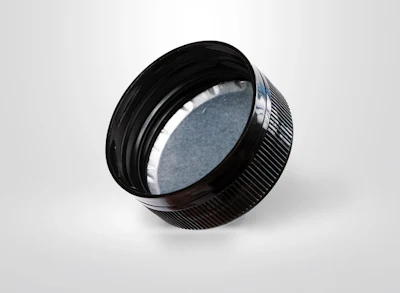 Black camera lens with textured grip ring and blue-tinted glass element on white background