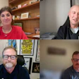 Four people in a video conference call displayed in a grid layout on screen