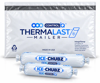 ThermaLast Mailer thermal shipping box with two Ice-Chubz cooling gel packs for temperature-controlled delivery